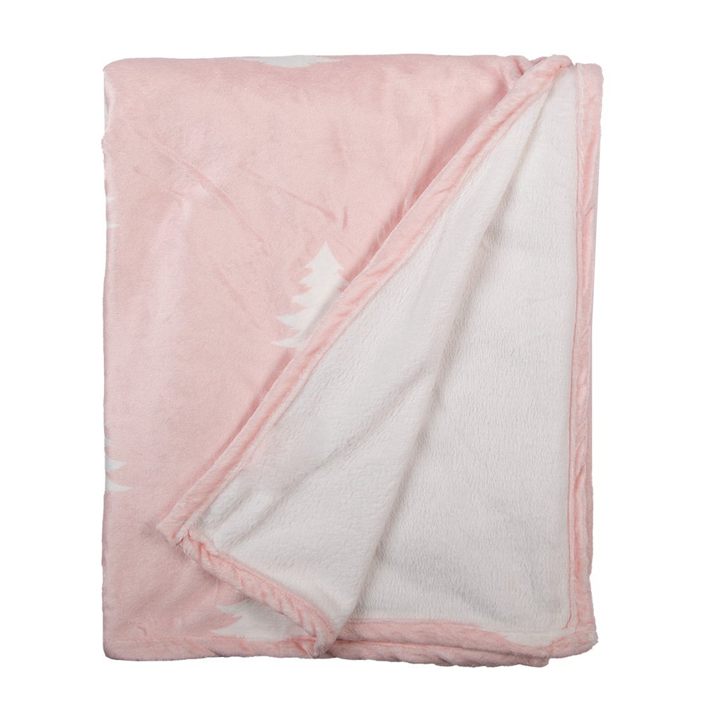 Plaid 130x170 cm Roze Wit Polyester Kerstbomen Deken