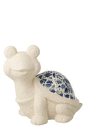 J-Line decoratie Schildpad Mozaïek - polyresin - beige/blauw
