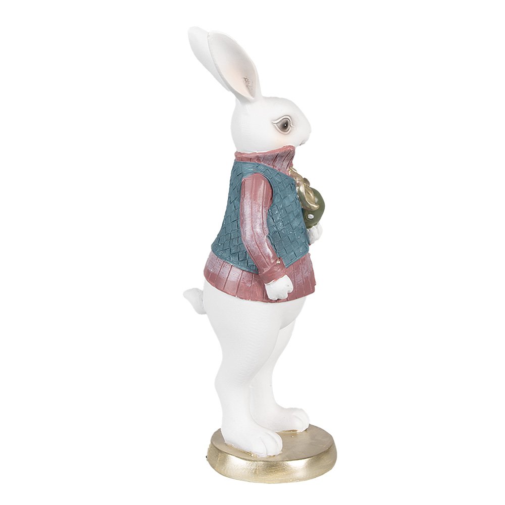 Beeld Konijn 26 cm Wit Polyresin Paasdecoratie
