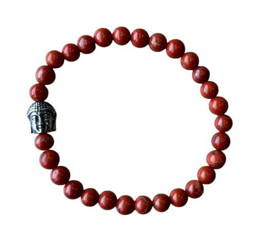 Dames armband rode Jaspis 6 mm met Boeddha kraal
