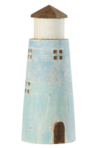 J-Line decoratie Vuurtoren - hout - naturel/lichtblauw - L