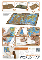 Eco Wood Art (EWA) Houten Legpuzzel World Map in kleur, 3038, 55x39x0,5cm