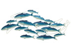 J-Line wanddecoratie School Vissen - hout- blauw/wit