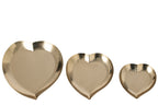 J-Line Decoratieve hartschalen - staal - goud - set van 3