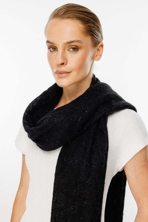 Arinna-sjaal Black-Cable Knit