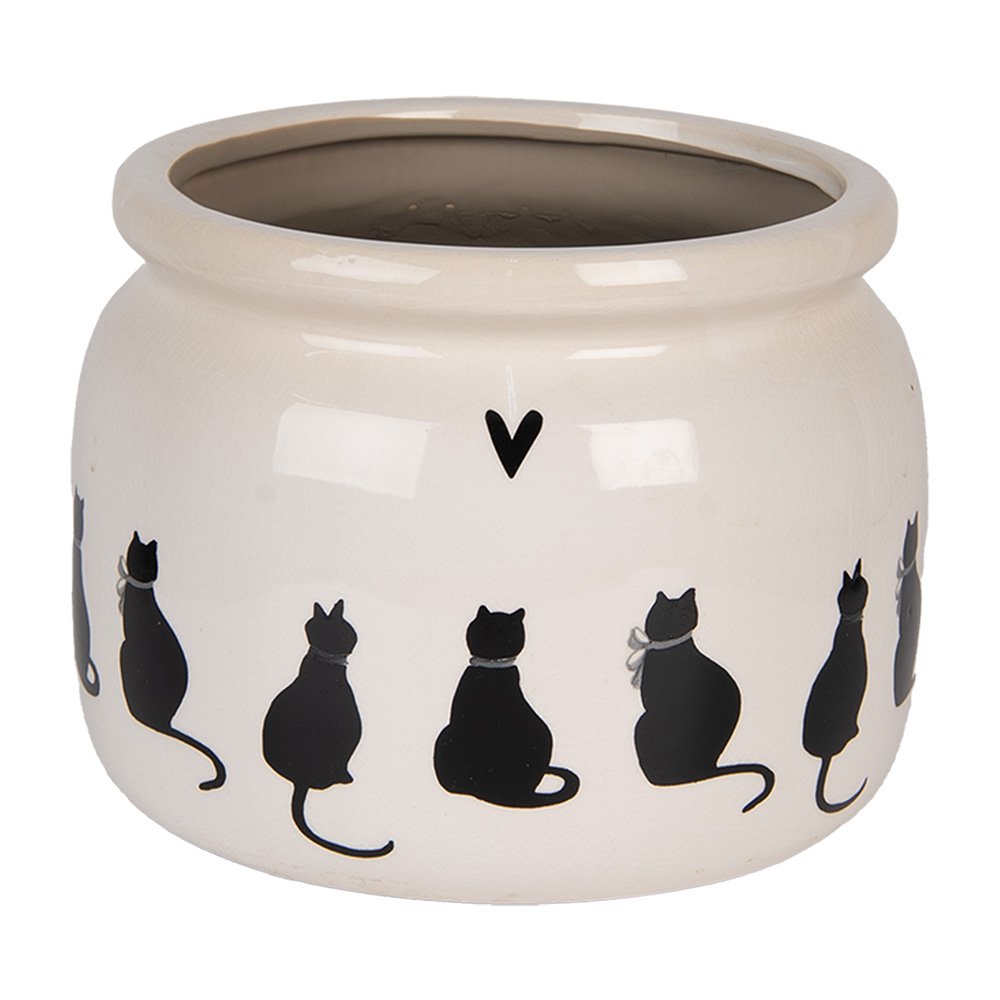 Bloempot Ø 20x15 cm Beige Keramiek Katten