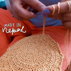 Luna-Leena kindertas rond - goud - lurex garen & biologisch katoen - hand gehaakt in Nepal