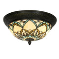 Plafondlamp Tiffany Ø 37x19 cm beige blauw glas tiffany lampen