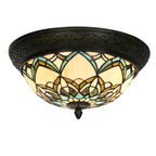 Plafondlamp Tiffany Ø 37x19 cm beige blauw glas tiffany lampen
