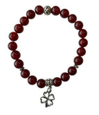 Dames armband Carneool 8 mm met klaver bedel