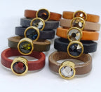 Leren ringen 5mm 24K gold met Swarovski element (10x)