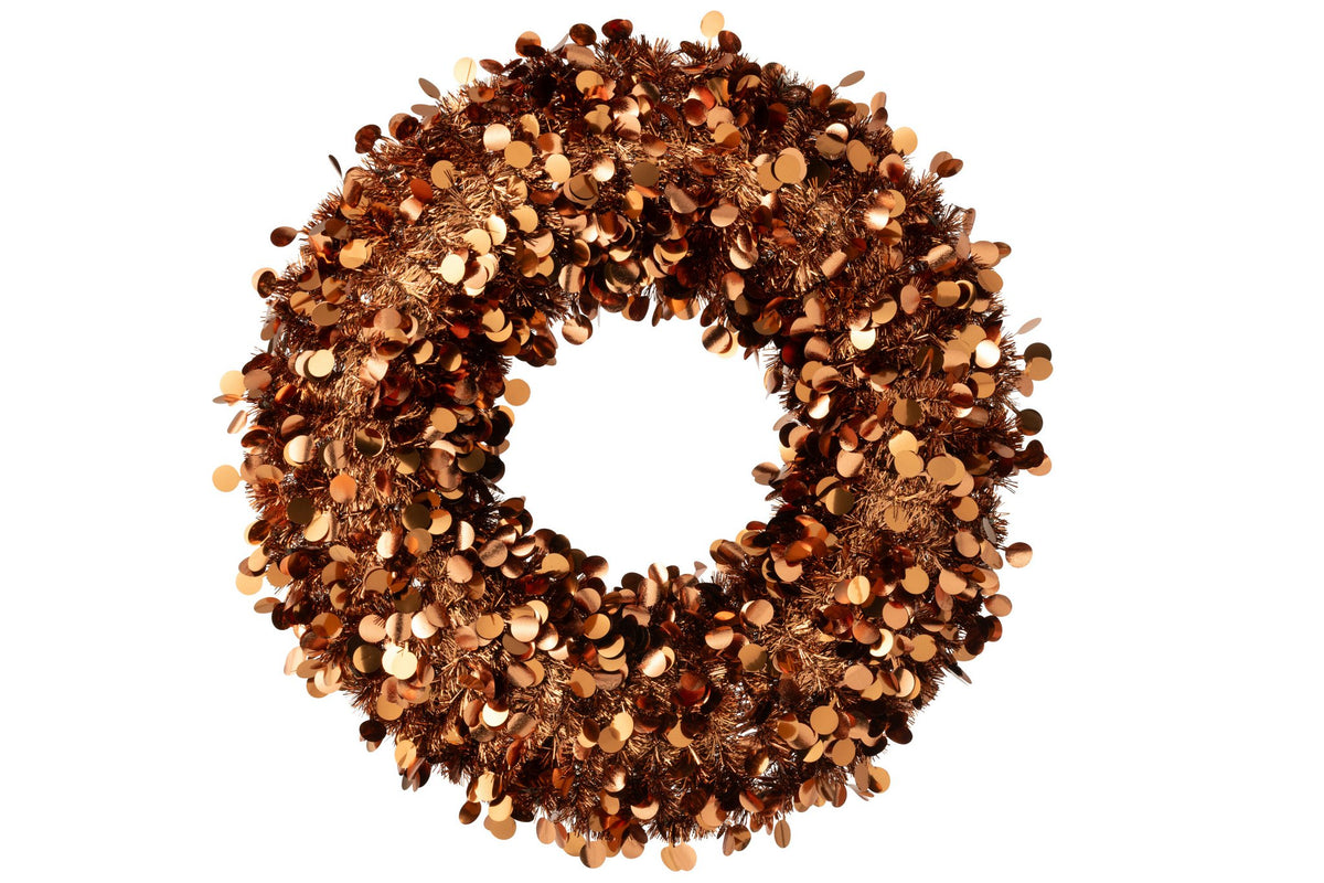 J-Line decoratie krans Sprankelend - polystyreen - bruin - large