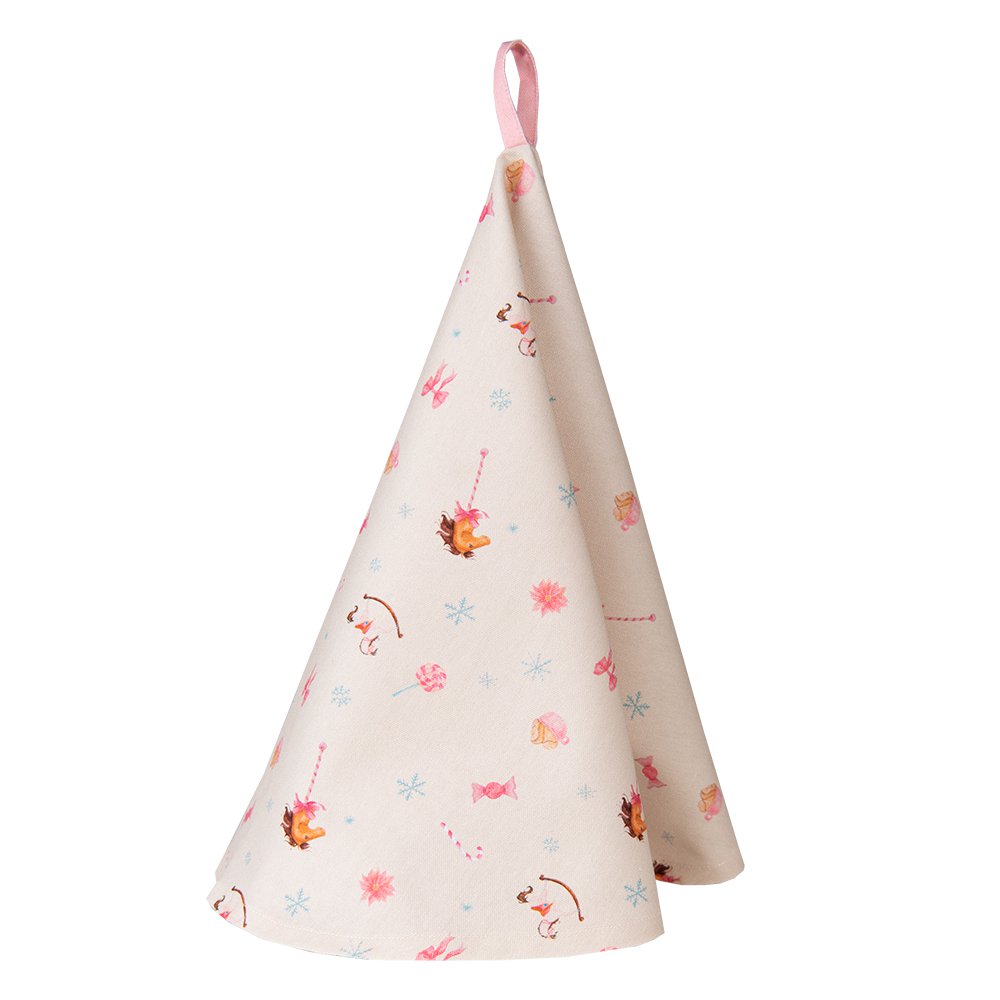 Theedoek Ø 80 cm Beige Roze Katoen Hobbelpaard Keukenhanddoek
