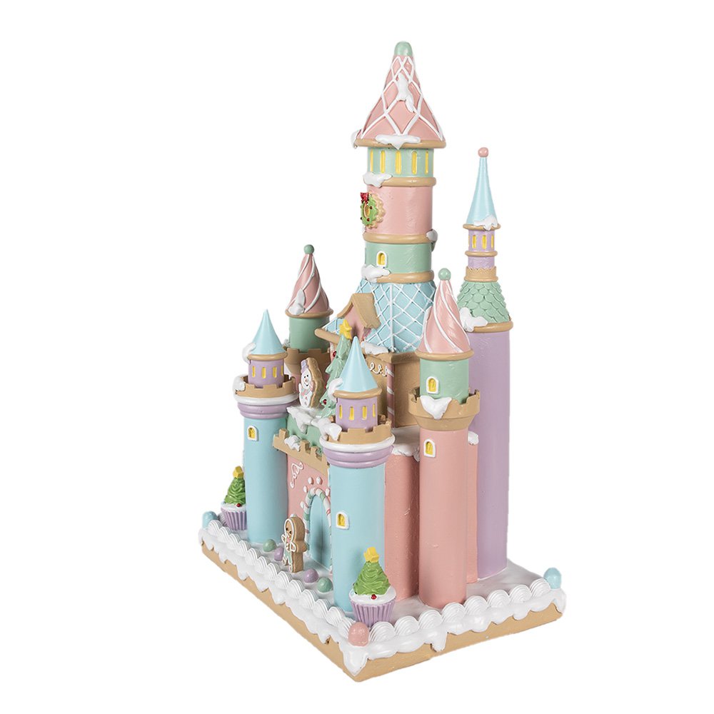 Gingerbread house 27x18x42 cm Roze Polyresin Peperkoekhuisje