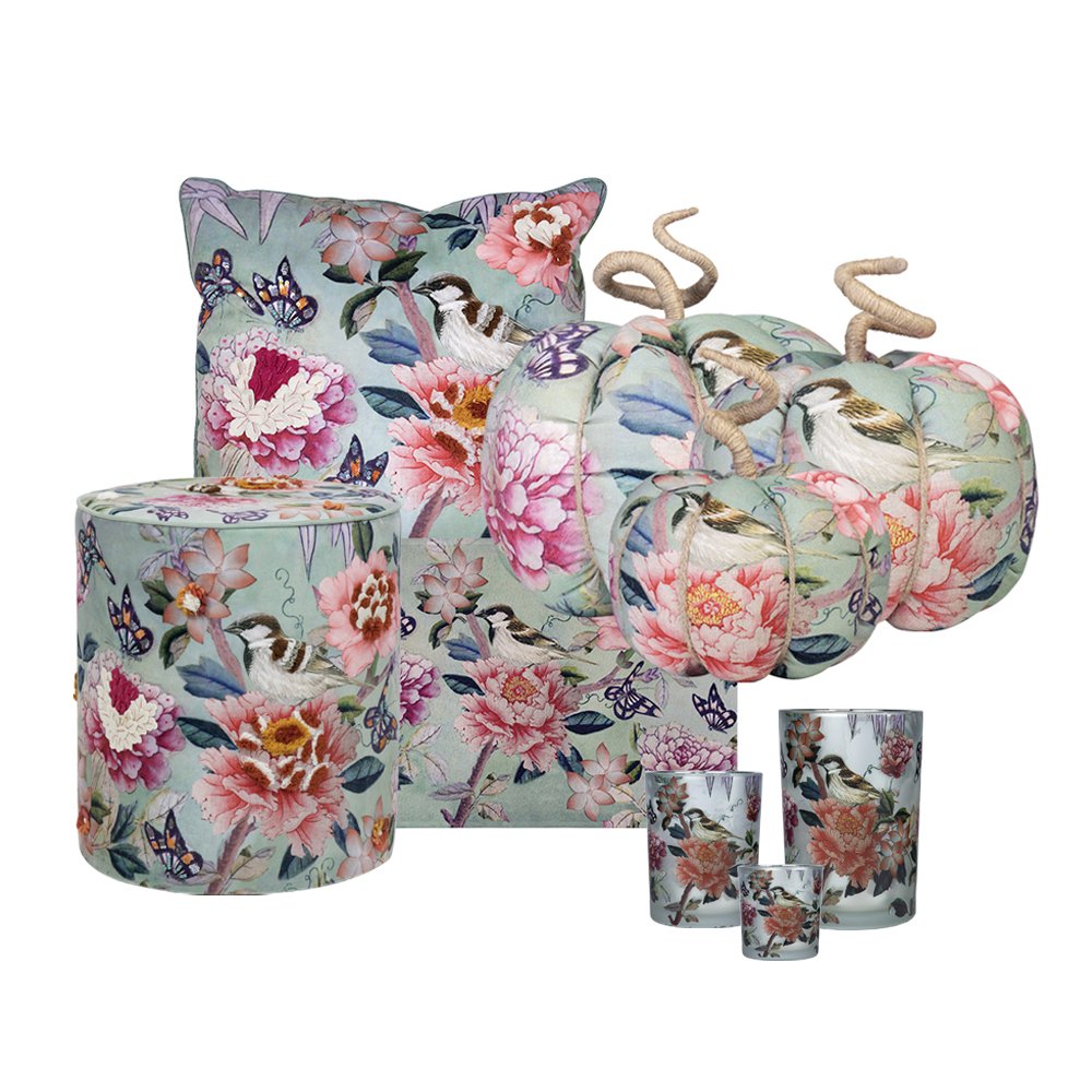 Handgemaakt decoratie fleury pompoen vlinders large