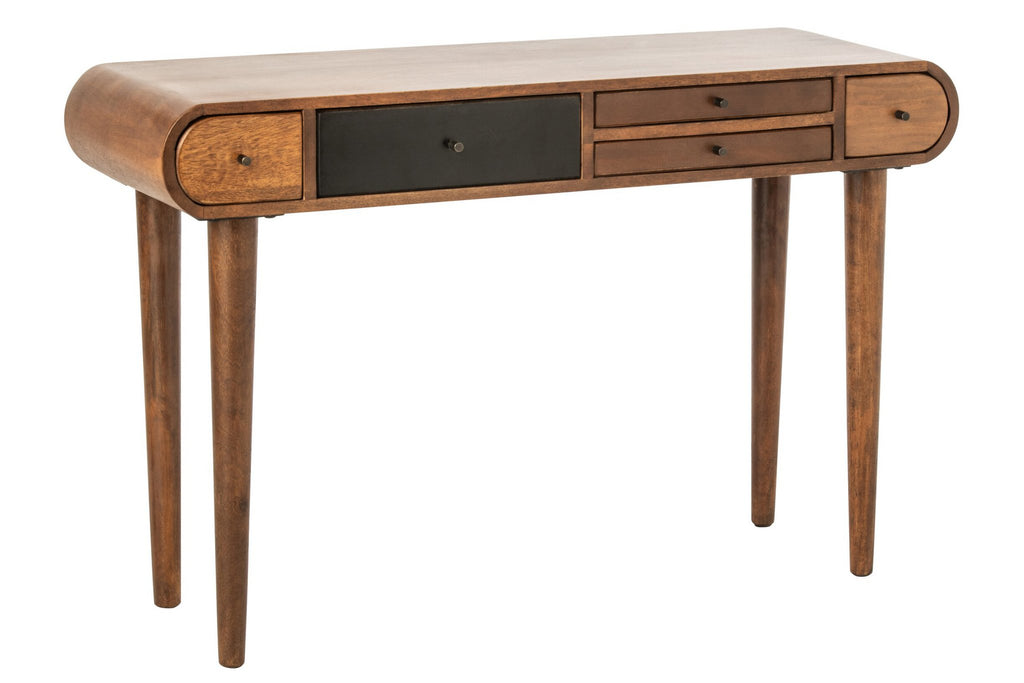 J-Line Consoletafel met meerdere laden - mangohout - naturel/zwart