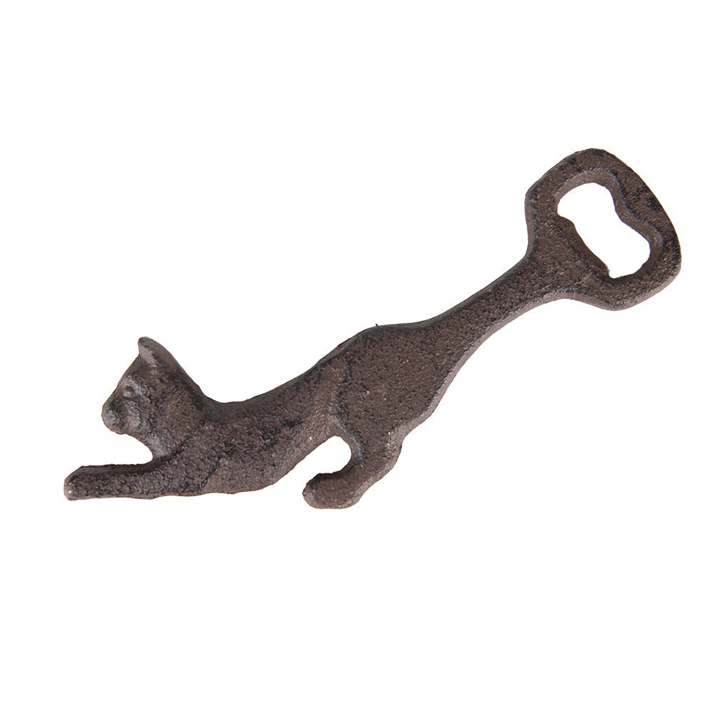 Flesopener Kat 17x9x1 cm Bruin IJzer Bieropener