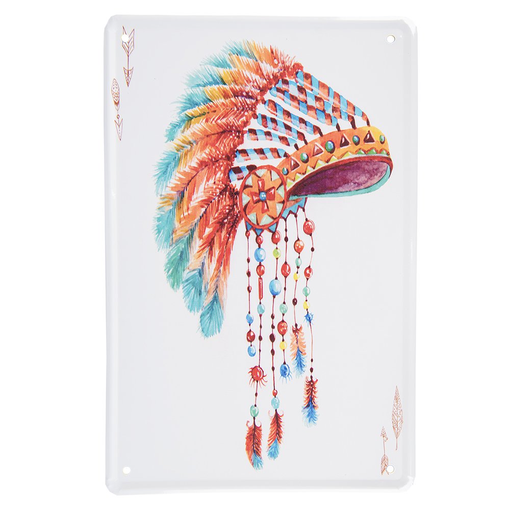 Wanddecoratie 20x30 cm Wit Rood Metaal MuurdeCoratie