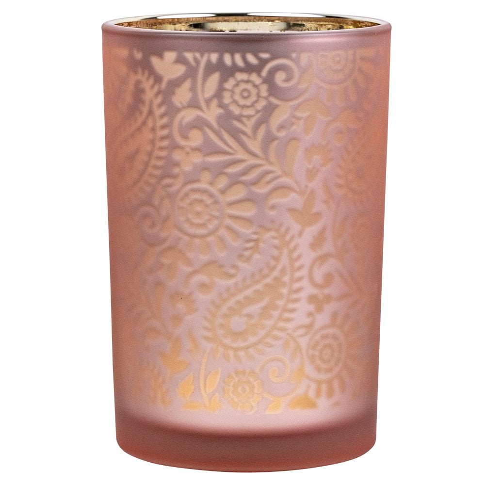 Theelichthouder paisley roze large 18cm*