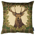 Gobelin kussen groen ruit hert 45x45cm