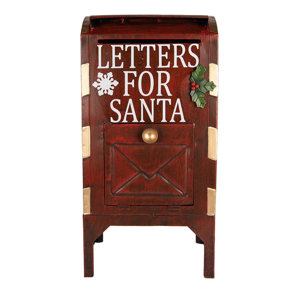 Kerstdecoratie Beld Brivenbus 27x21x53 cm Rood metaal