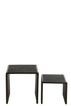 J-Line bijzettafel Kubus - hout - zwart - set van 2