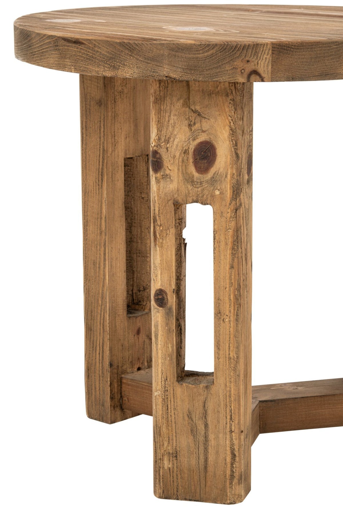 J-Line Ronde bijzettafel - gerecycled hout - bruin
