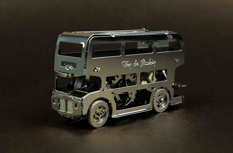 Bouwpakket Cute Double Decker van metaal- Mechanisch