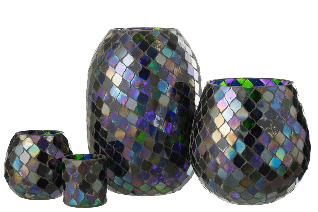 J-Line windlicht Mozaiek - glas - paars - extra large