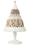 J-Line decoratie Peperkoek Cake - polyresin - beige/wit
