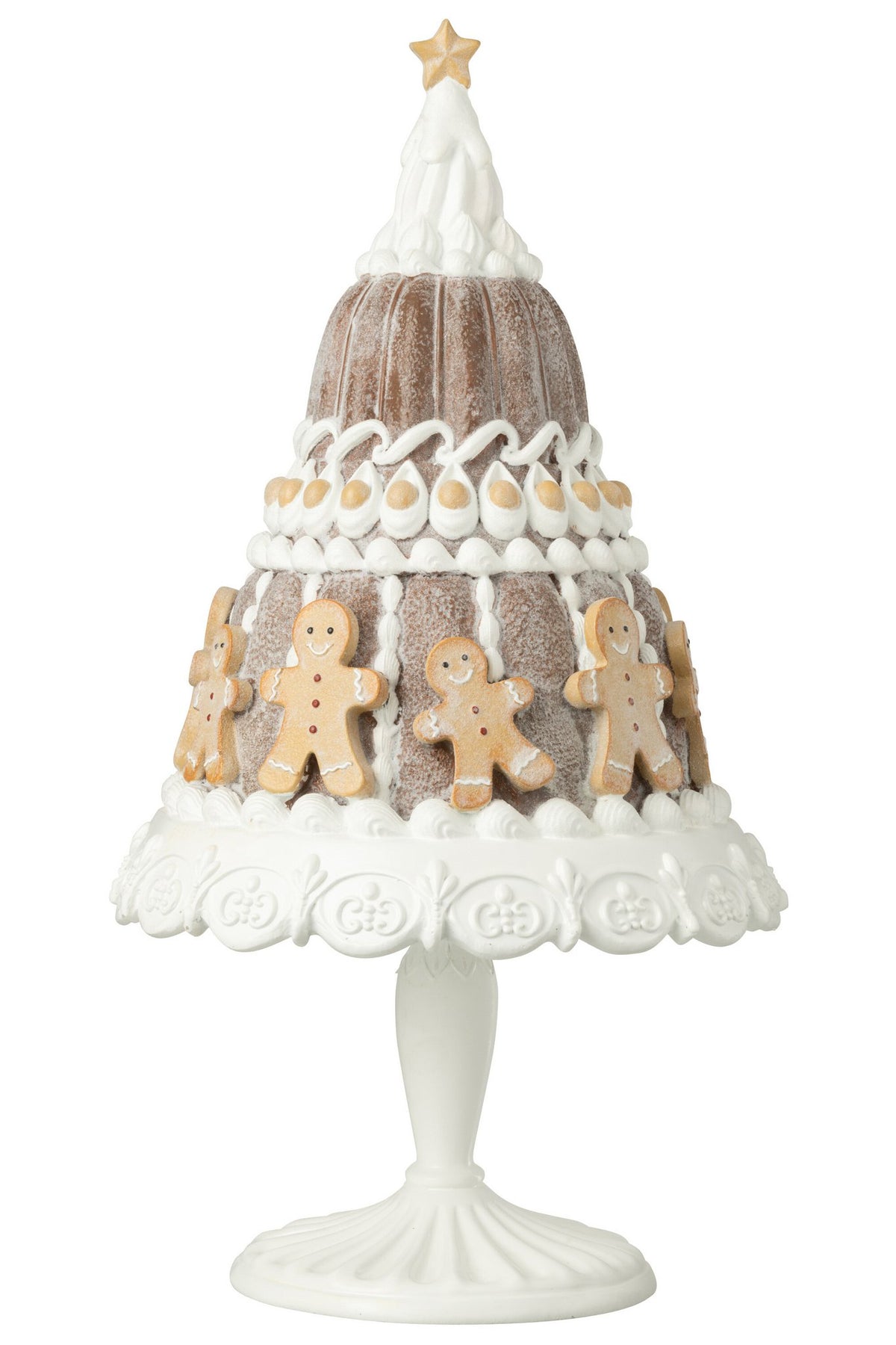 J-Line decoratie Peperkoek Cake - polyresin - beige/wit