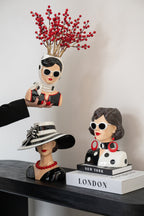 J-Line Vaas vrouw - hars - zwart/wit