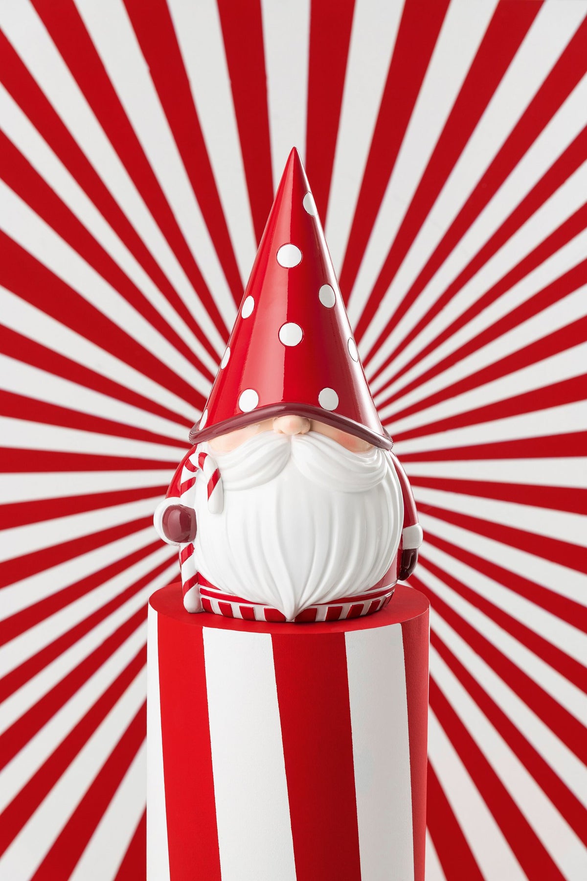 J-Line figuur Kerstman Stippen - polyresin - rood/wit