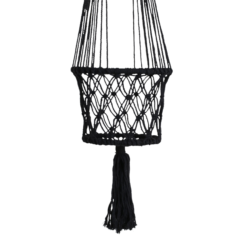 Macrame plant hanger basket large black