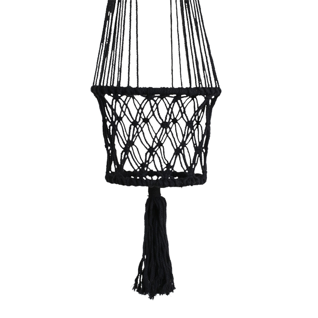 Macrame plant hanger basket large black
