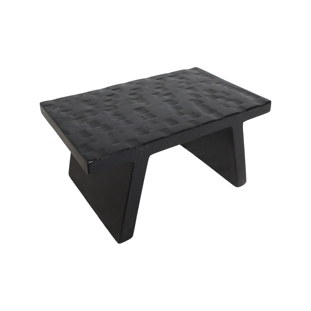 Mangohouten kruk/bijzettafel zwart