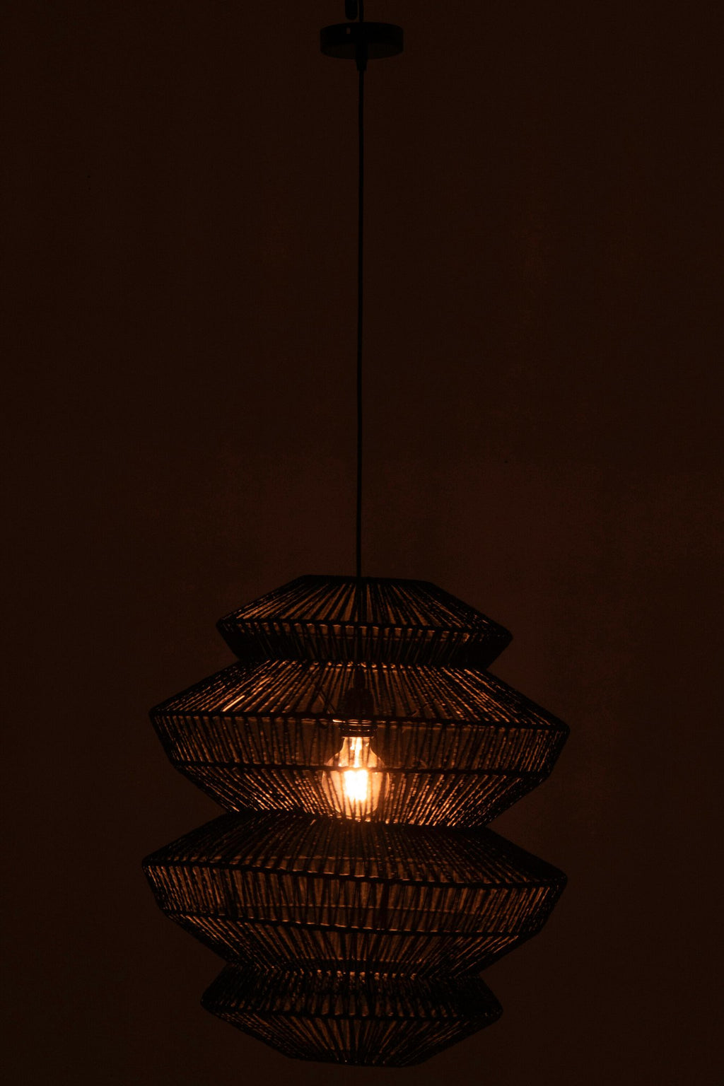 J-Line hanglamp Touw - metaal - zwart - L