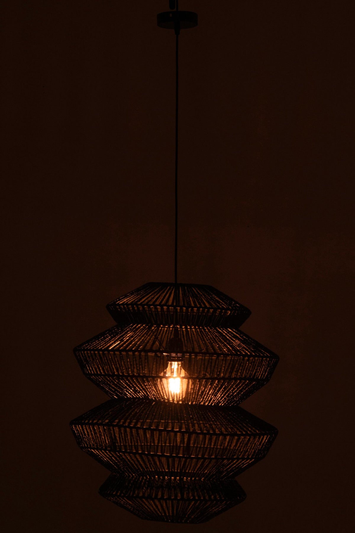 J-Line hanglamp Touw - metaal - zwart - L