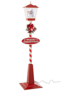 J-Line decoratie Straatlamp Sneeuw - kunstsof - rood/groen - LED
