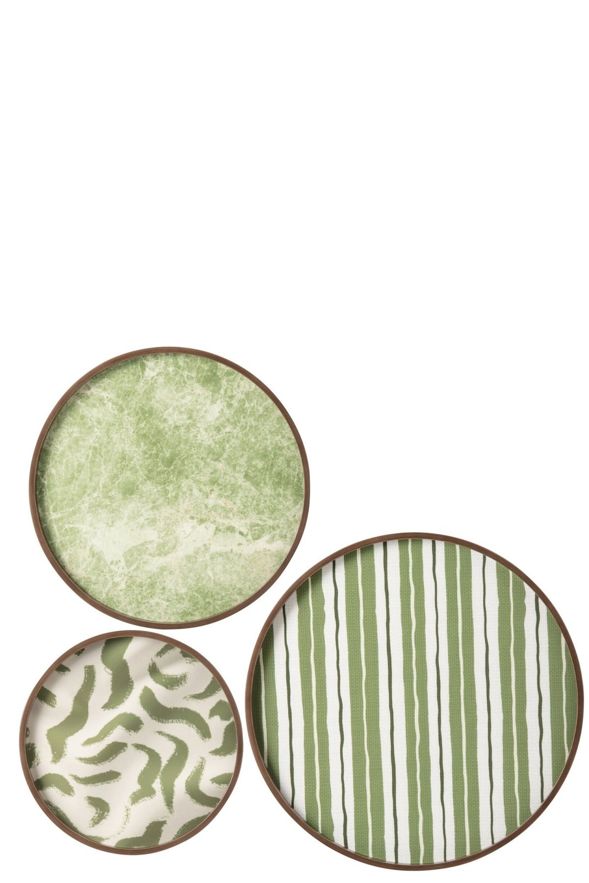 J-Line Ronde wanddecoraties - MDF - olijfgroen - set van 3