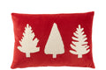 J-Line kussen Rechthoek Kerstbomen - fluweel - rood/wit