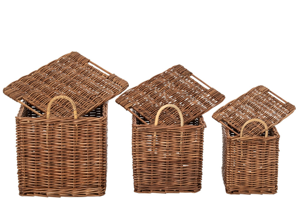 J-Line manden met handvatten - riet - naturel/roest