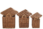 J-Line manden met handvatten - riet - naturel/roest