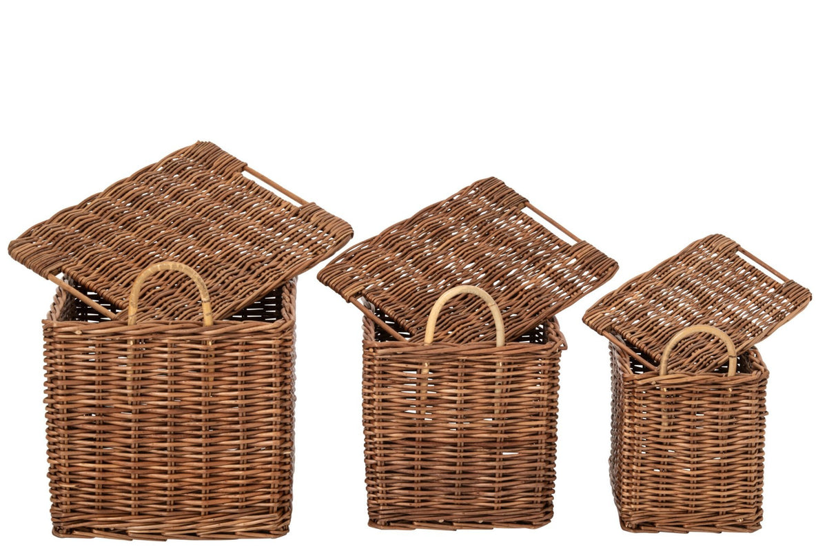 J-Line manden met handvatten - riet - naturel/roest