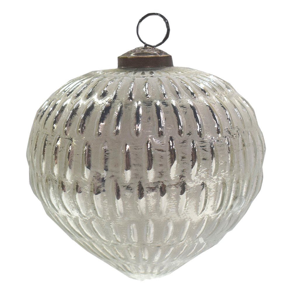 Kerstbal Ø 12 cm Zilverkleurig Grijs Glas Kerstdecoratie