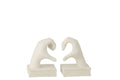 J-Line boekensteun Handen Love - polyresin - wit - set van 2