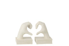 J-Line boekensteun Handen Love - polyresin - wit - set van 2