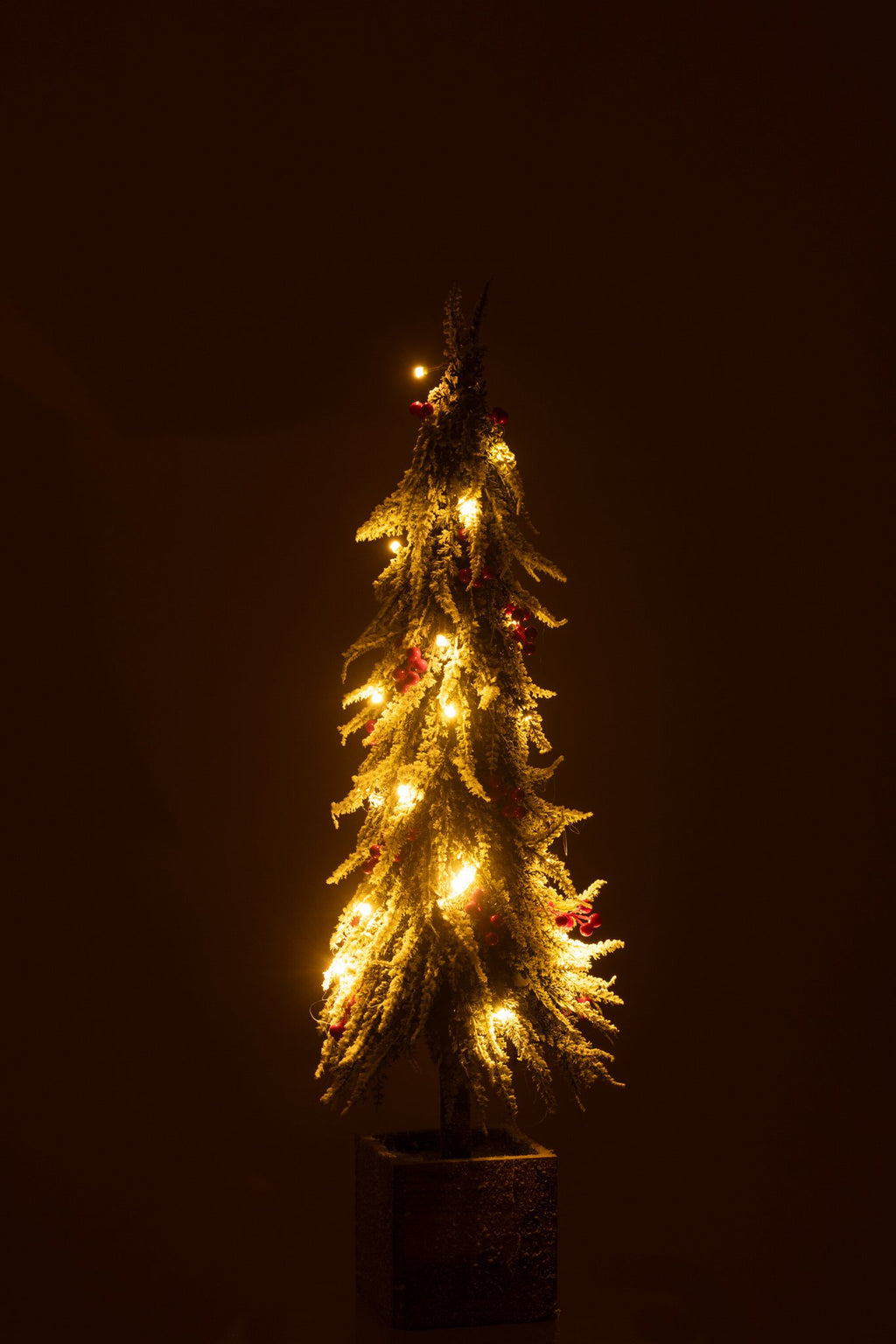 J-Line kerstboom Sneeuw - kunststof - groen/rood - L - LED