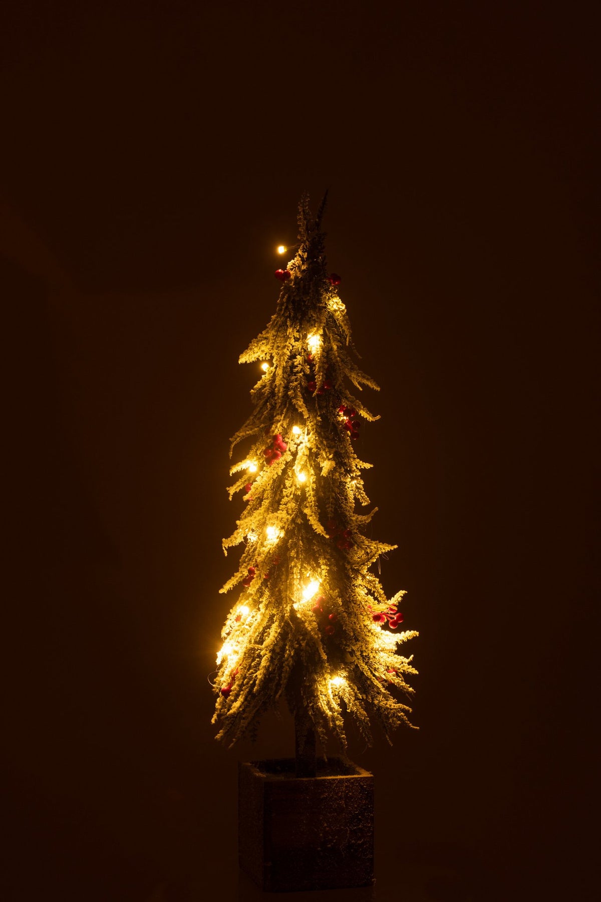 J-Line kerstboom Sneeuw - kunststof - groen/rood - L - LED