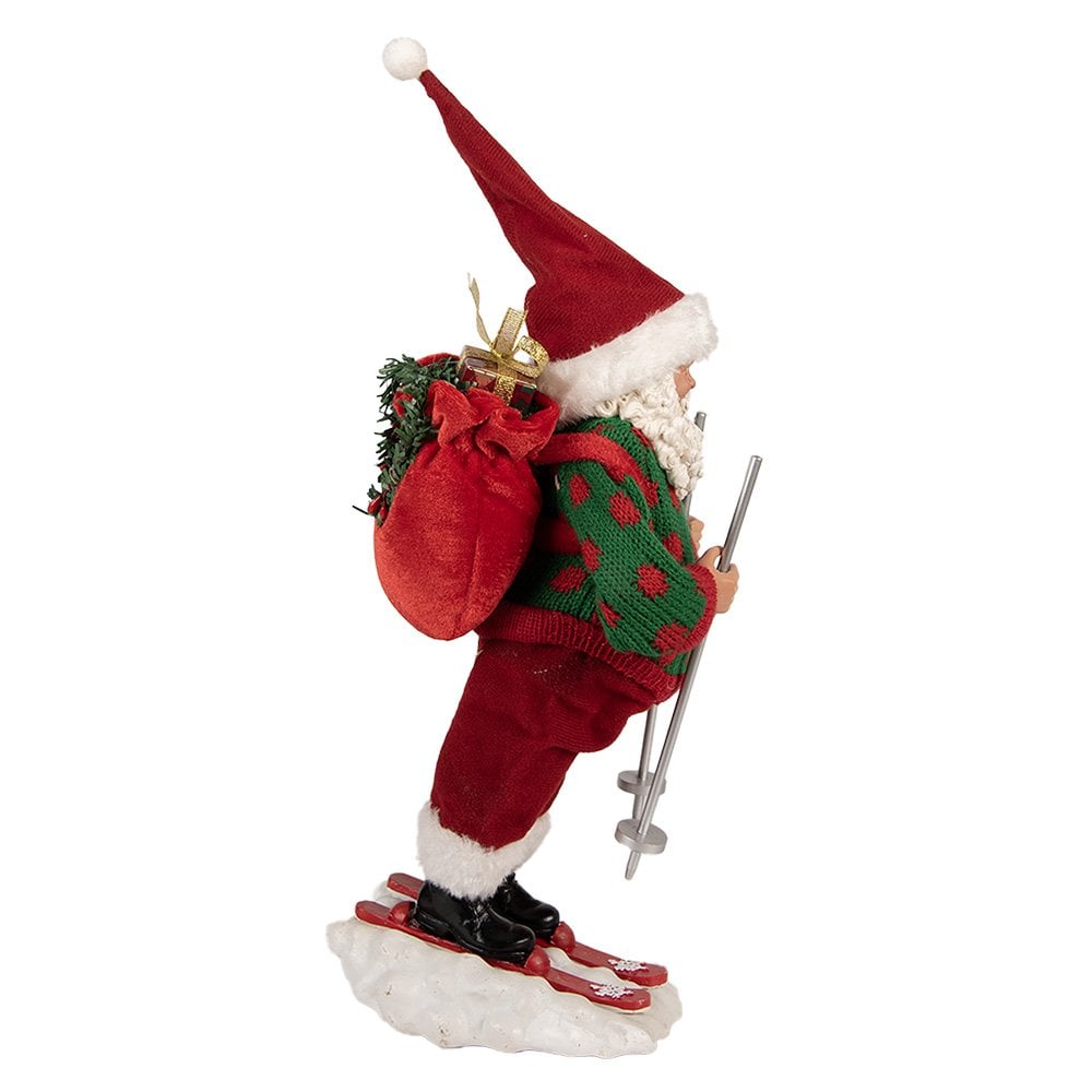 Kerstdecoratie Beld Kerstman 13x10x28 cm Rood Textiel